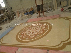 Golden Serie Floor Marble Medallion, Beige Marble Medallion