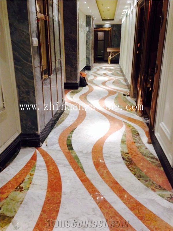 Running Color Design Marble Floor Medalion