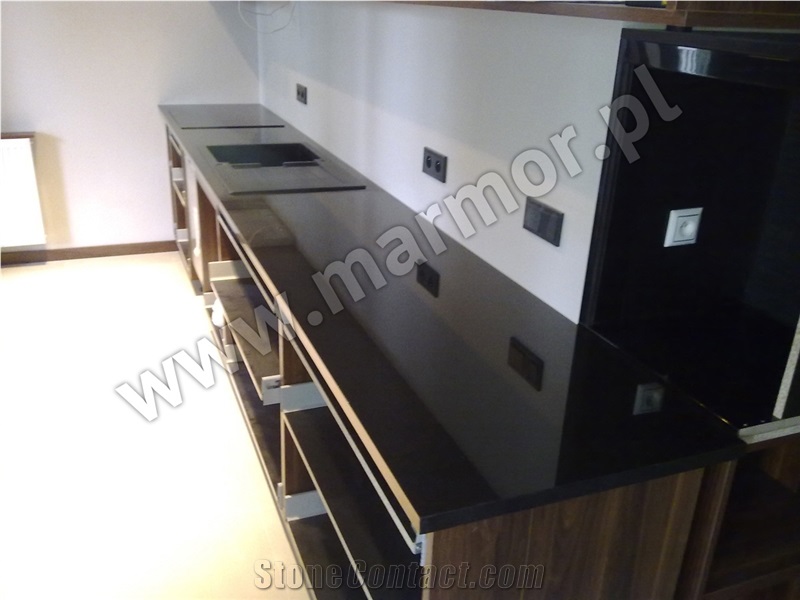 Jet Black Granite, Absolute Black Kitchen Countertops