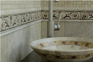 Travertine Mosaic Vessel Sink