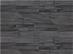 Black Slate Stacked Stone Veneer,Hot Sale Black Slate Cultured Stone Veneer for Tv Wall