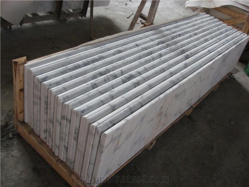 China White Marble Steps,Guangxi White Marble Stair Treads,Polished China Carrara White Marble Staircase & Stair Riser,Non-Slip Guangxi White Marble Stair