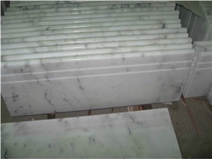 China White Marble Steps,Guangxi White Marble Stair Treads,Polished China Carrara White Marble Staircase & Stair Riser,Non-Slip Guangxi White Marble Stair