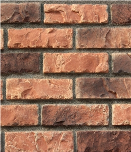 Eco-Friendly Classic Red Manufactured Ledge Stone Bricks,Western School Outdoor Wall Decor Building Stacked Stones, Light Weight Cultured Walling Tiles Stone Veneer