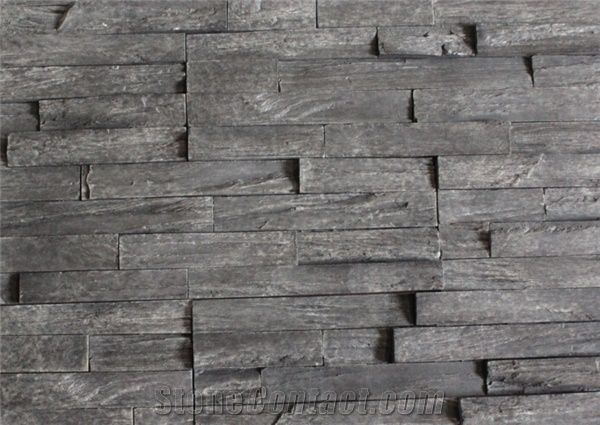 Foshan Factory Quality Cultured Black Slate Manufactured Stone Veneer,High Similar To Natural Black Slate Stone Veneer,Light Weight Artificial Stone Veneer For Indoor/Outdoor Hotel/Villa Wall Covering