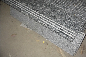 Guangdong Silver Grey Granite Steps,Sea Wave Flower Granite Stair Treads,Polished Wave Flower Granite Staircase with Stair Riser,Non-Slip Sea Wave Flower Granite Stair