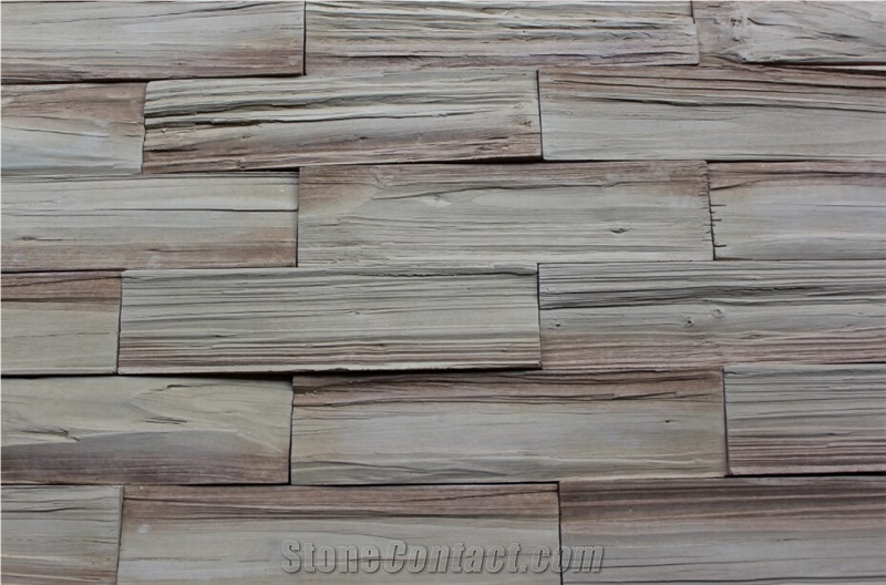 Man Made Stone with China Fir Wood Veins for Wall Cladding,Cedar Wood Grain Manufactured Stacked Stone Veneer,Fake Stone Panels with China Fir Grains for Indoor/Outdoor House Wall Decor