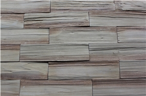 Man Made Stone with China Fir Wood Veins for Wall Cladding,Cedar Wood Grain Manufactured Stacked Stone Veneer,Fake Stone Panels with China Fir Grains for Indoor/Outdoor House Wall Decor