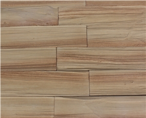 Man Made Stone with China Fir Wood Veins for Wall Cladding,Cedar Wood Grain Manufactured Stacked Stone Veneer,Fake Stone Panels with China Fir Grains for Indoor/Outdoor House Wall Decor