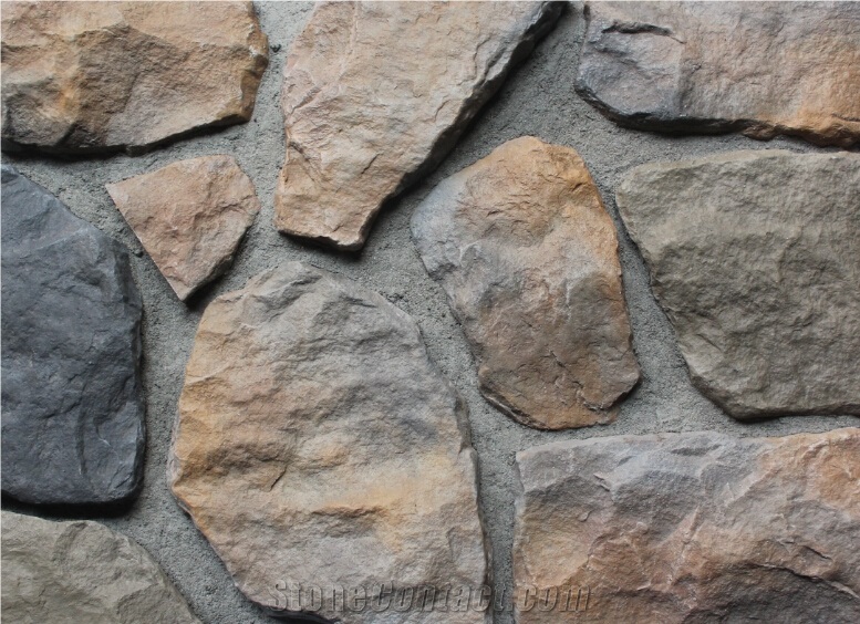 Reliable China Factory European Style Cultured Manufactured Castle Rock Stone,Light Weight Manmade Fieldstone,Weathering Resistant Manufactured Stacked Stone Veneer Of Outdoor Landscaping Decor