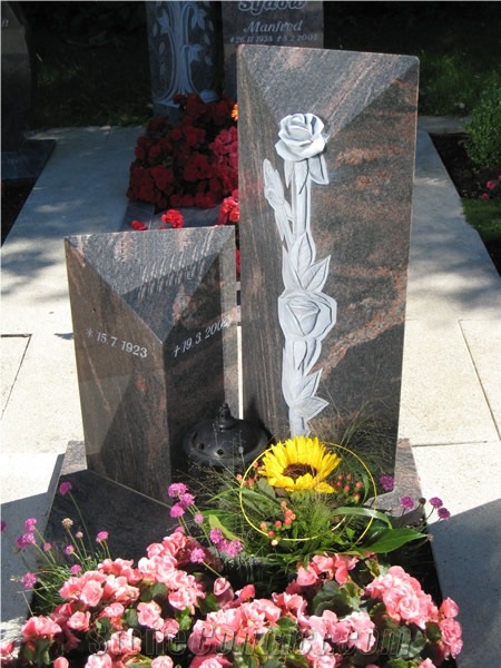 Aurora Borealis Granite Monument Design, Red Granite Tombstone Finland
