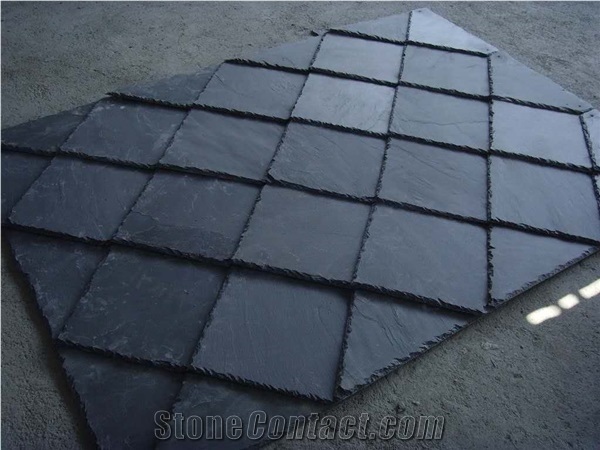 China Black Slate Roof Tile, Black Roof Tile ,Dark Roof Tile ,Arch Shape Roof Tile ,Square Shape Slate Roof Tile