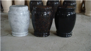 China Black Granite Memorial Accessories Funeral Urns for Ashes, Cremation Oval Urns, Cemetery Monumental Crematorium Round Cinerary Casket, Natural Stone Urn Vaults