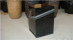 China Black Granite Memorial Accessories Funeral Urns for Ashes, Cremation Square Urns, Cemetery Monumental Crematorium Cinerary Casket, Natural Stone Urn Vaults