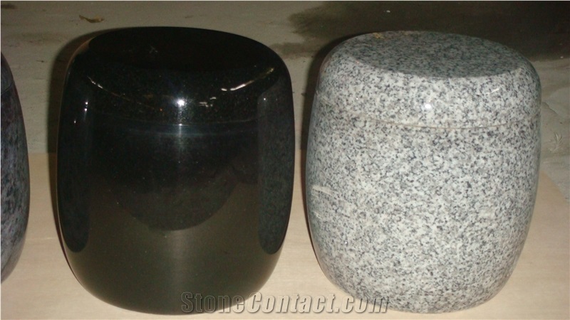 China Black Granite Memorial Funeral Accessories Urns for Ashes, Cremation Round Urns, Monumental Crematorium Cinerary Casket, Natural Stone Oval Urn Vaults
