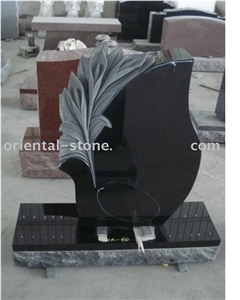 China Black Granite Tree Carving Headstones,Cemetery Engraved Tombstones, Memorial Stone Gravestone,Custom Tombstone Monument Design, Western Style Single Monuments