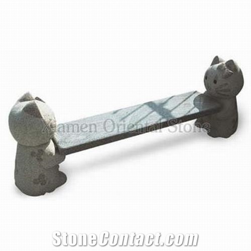 China G614 Grey Granite Garden Sculptured Long Bench, Exterior Stone Benches Street Furniture, Outdoor Landscaping Stones Park Chairs