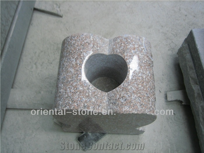 China G617 Granite Heart Carving Flower Pot,Landscaping Stone Flower Vase, Exterior Flower Stand, Outdoor Planters Pots