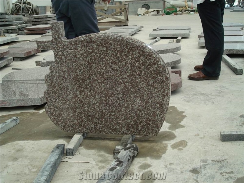 China G663 Granite Cross Carving Headstones, Cemetery Engraved Tombstones, Memorial Stone Gravestones, Western European Style Single Monuments, Custom Tombstone Monument Design
