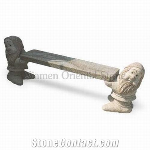 China G682 Yellow Granite Garden Sculptured Long Bench, Exterior Stone Benches Street Furniture, Outdoor Landscaping Stones Park Chairs