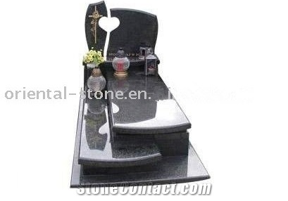 China G733 Granite Irregular Cross Carving Headstones, Cemetery Engraved Tombstones, Memorial Stone Gravestones, Western European Style Single Monuments, Custom Tombstone Monument Design