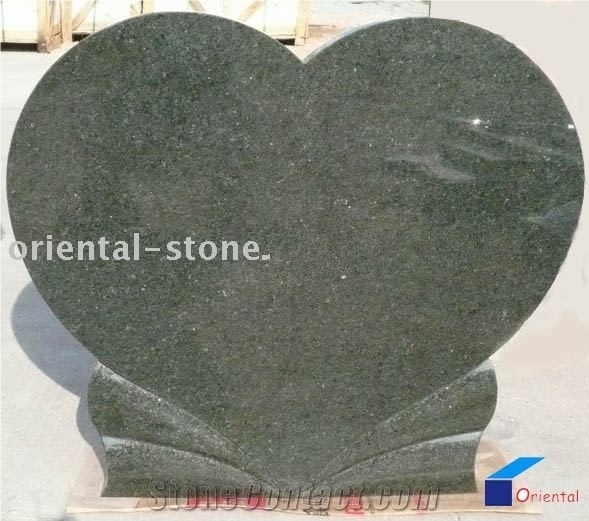 China Green Galaxy Granite Cemetery Heart Carving Headstones, Engraved Tombstones, Memorial Natural Stone Gravestone, Western Style Single Monuments, Custom Tombstone Monument Design