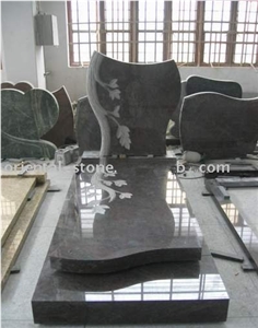 China Himalayan Blue Granite Tree Carving Headstones, Cemetery Engraved Tombstones, Custom Tombstone Monument Design, Western European Style Single Monuments, Memorial Natural Stone Gravestones