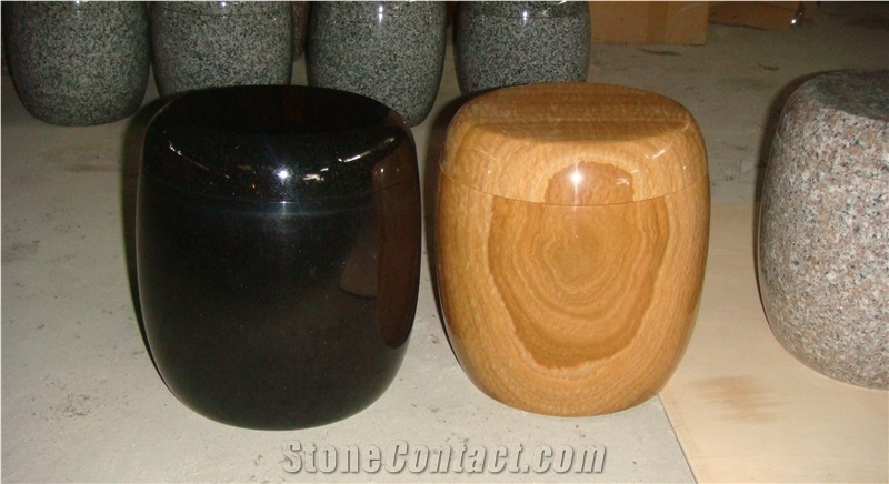 China Marble Memorial Accessories Funeral Urns for Ashes, Cremation Oval Urns, Cemetery Monumental Round Cinerary Casket, Natural Stone Crematorium Urn Vaults