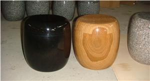 China Marble Memorial Accessories Funeral Urns for Ashes, Cremation Oval Urns, Cemetery Monumental Round Cinerary Casket, Natural Stone Crematorium Urn Vaults