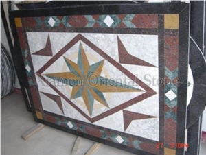 China Marble Polished Mosaic Pattern, Interior Stone Wall Flooring Square Mosaic Medallion, Exterior Garden Decoration Floor Mosaic