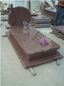 China Sanxia Red Granite Cross Carving Headstones, Cemetery Engraved Tombstones, Memorial Stone Gravestones, Custom Tombstone Monument Design, Western European Style Single Monuments