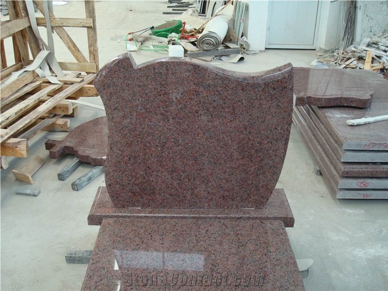China Sanxia Red Granite Irregular Carving Headstones, Cemetery Engraved Tombstones, Memorial Stone Gravestones, Custom Tombstone Monument Design, Western European Style Single Monuments