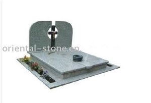 China Tea Green Granite Cross Carving Headstones, Cemetery Engraved Family Tombstones, Western American Style Monuments, Memorial Stone Gravestones, Custom Tombstone Monument Design