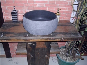Mongolia Black Basalt Vessel Basin, Rectangle Sinks for Bathroom Outside