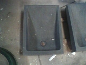 Mongolia Black Basalt Vessel Basin, Rectangle Sinks for Bathroom Outside