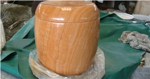 Yellow Marble Memorial Funeral Crematorium Accessories Urns for Ashes, Natural Stone Cinerary Casket for Cemetery, Cremation Round Urns Yellow Marble Memorial Funeral Crematorium Accessories Urns for Ashes, Natural Stone Cinerary Casket for Cemetery, Cremation Round Urns