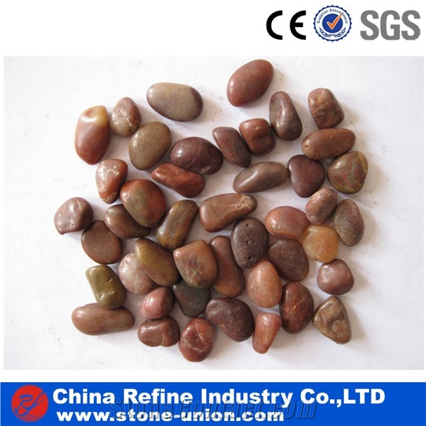 Brown River Pebble Rock for Garden Paving,Black Polished Different Sizes Polished Pebble River Stone for Decoration in Landscaping ,River Stone