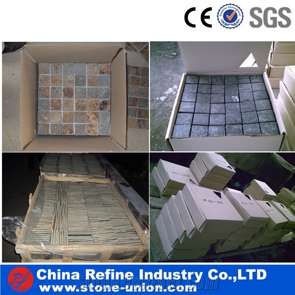 Cheap Rusty Slate Mosaic Tile for Walling Flooring,Slate Stone Mosaic Tile,Slate Mosaic Tile Pattern,High Quality Slate Mosaic for Inside Decoration