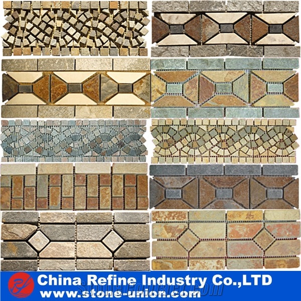 China Hot Sale Marble Mosaic Border Line,Marble Mosaic Flower Pattern Border Designs,Wave Pattern Marble Mosaic,Flower Pattern Mosaic Border