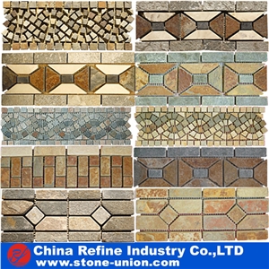 China Hot Sale Marble Mosaic Border Line,Marble Mosaic Flower Pattern Border Designs,Wave Pattern Marble Mosaic,Flower Pattern Mosaic Border