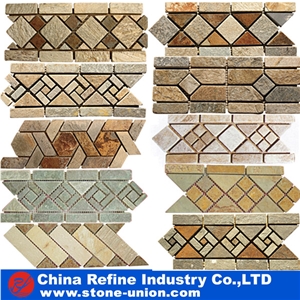 China Hot Sale Marble Mosaic Border Line,Marble Mosaic Flower Pattern Border Designs,Wave Pattern Marble Mosaic,Flower Pattern Mosaic Border