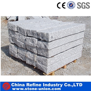 Chinese Grey Granite Natural Stone Palisade, Granite Pillars, Grey Stone Customized Garden Wall,Flamed and Brushed Surface Pillars Palisades