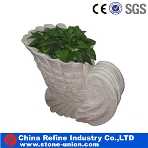 Conch Sculpture Garden Outdoor Flowerpots, Red Granite Flower Pot,Garden Vases Flowerpot, Exterior Flower Vase for Garden,Flower Stand for Landscape