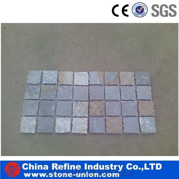 Culture Stone Tumbled Paver Cube Stone for Floor,Bushhamered Paving Stone Square Shape Patio Walkway Driving Terrace Pavers/Floor Paving,Walkway Paver