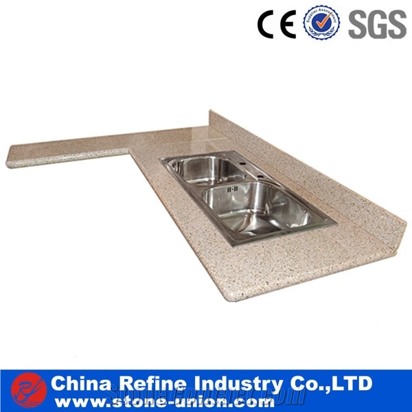 L Shape Marble Kitchen Countertops,One-Piece Worktop,Bar Counter for Restaurant & Hotel