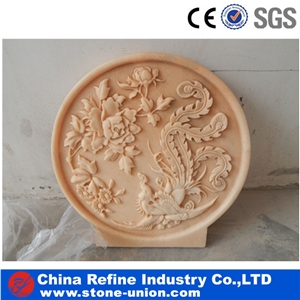 Marble Stone Relief Fish Sculpture,Chinese Sichuan Beige Sandstone Stone Reliefs,Tv Background Decoration,Lobby Walling Tile,Wall Covering Tiles