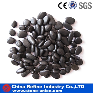 Natural Black Polished Pebble,Polishing Natural Loose Pebble Stone, River Stone for Sale,River Stone in Decoration,Chipping Black Pebble Stone