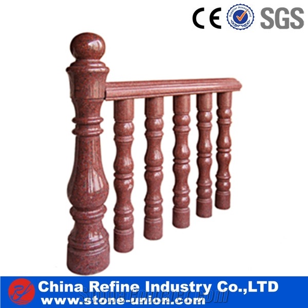Natural Carved Stone Red Balustrade & Railing,Modern Design Stone Railing for Interior & Exterior Decoration