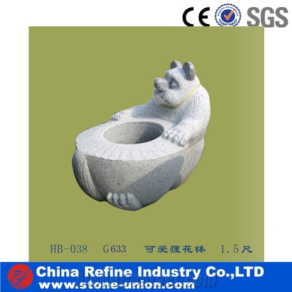 Natural Granite Carving Sunflower Vases/ Pots,Yellow Stone Planter Flower Pots Garden Vases,Flower Carved Granite Stone Planter Pot