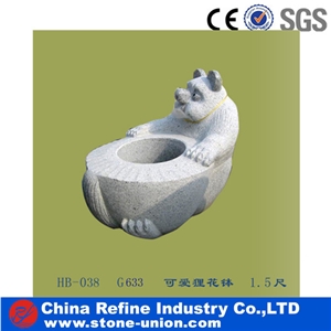 Natural Granite Carving Sunflower Vases/ Pots,Yellow Stone Planter Flower Pots Garden Vases,Flower Carved Granite Stone Planter Pot